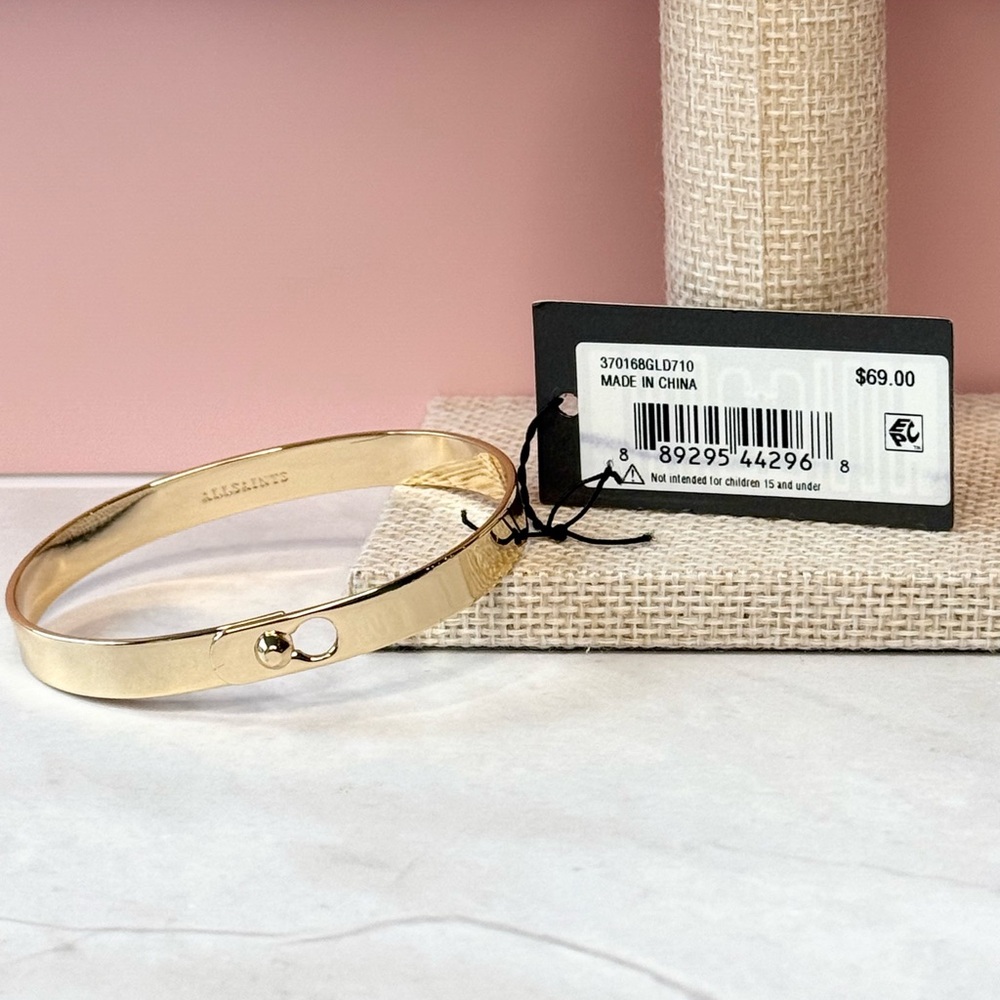 ALLSAINTS Gold-Tone Stud Bangle Bracelet - Picture 2 of 3